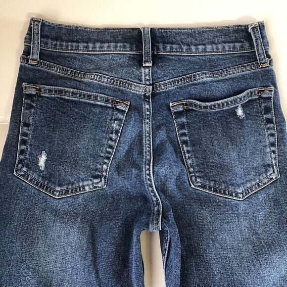 GAP Denim Women’s Cheeky Straight Jeans Medium Indigo Blue Raw Hem Tag Size 2/26 - Picture 12 of 16